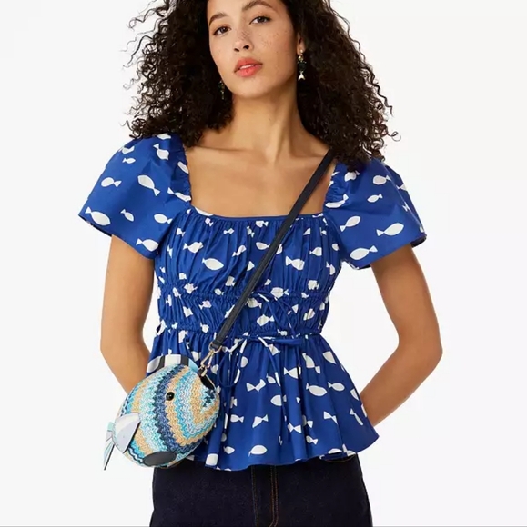 KATE SPADE | What a Catch 3D Fish Crossbody w/ Wave Stripe Wallet 2pc Set - Picture 8 of 11